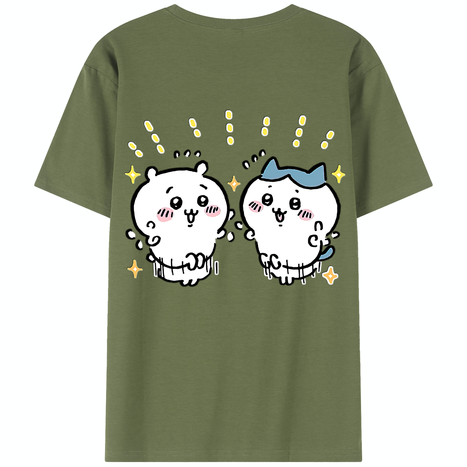 （画像用） ちいかわ ハチワレ Chii-kawa hachiware 綿100％半袖Tシャツ（背面プリント）